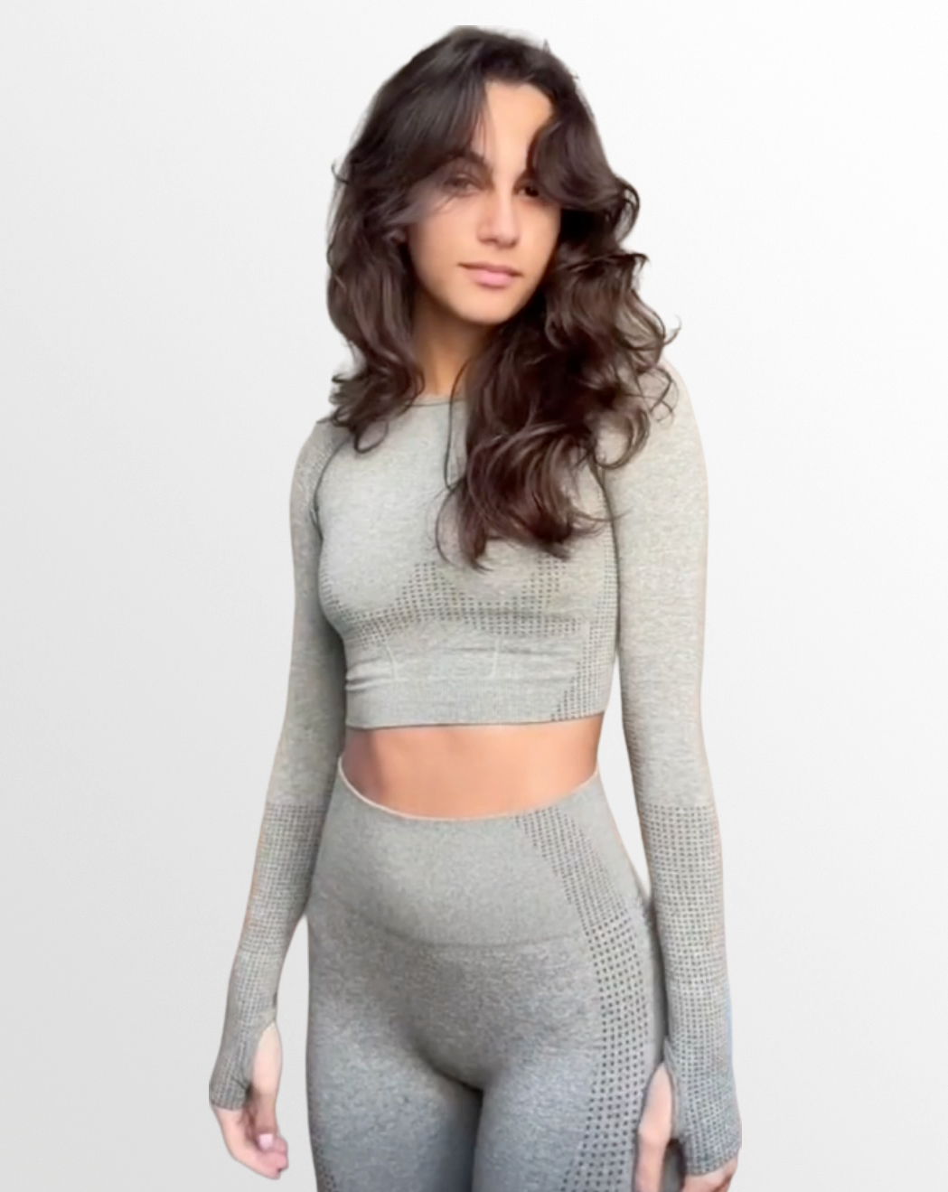 Seamless 0.1 Long Sleeve Crop Top (Green)