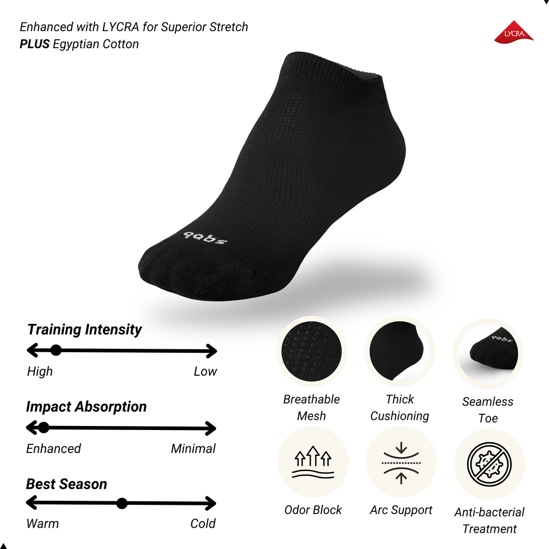 3 Pairs - Unisex Performance Sock (Black)