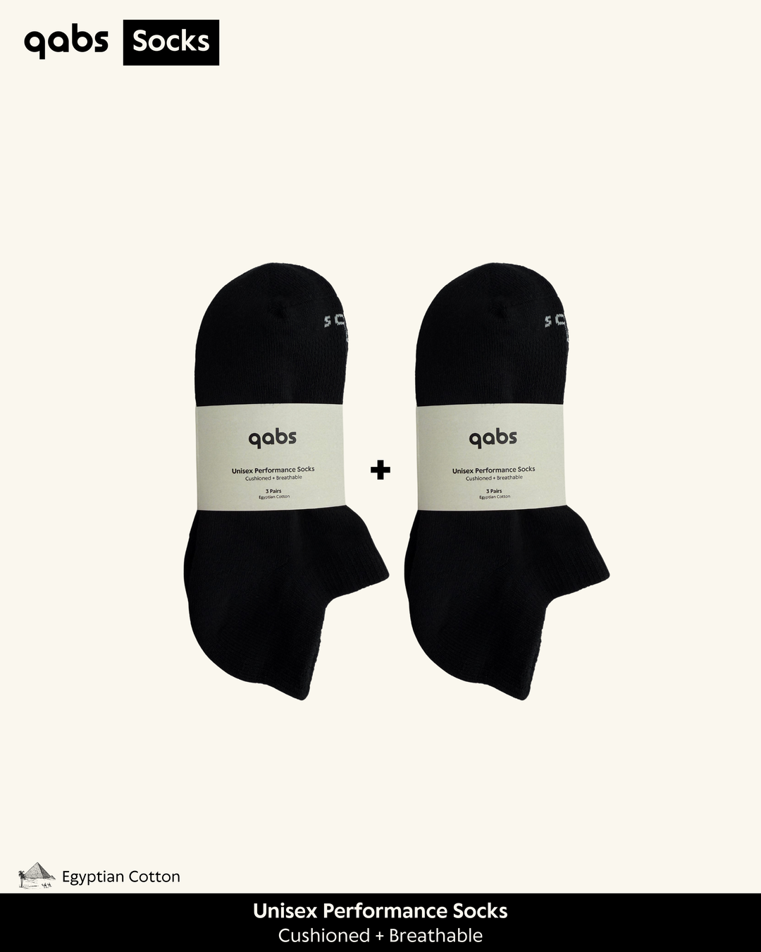 6 Pairs - Unisex Performance Sock (Black)