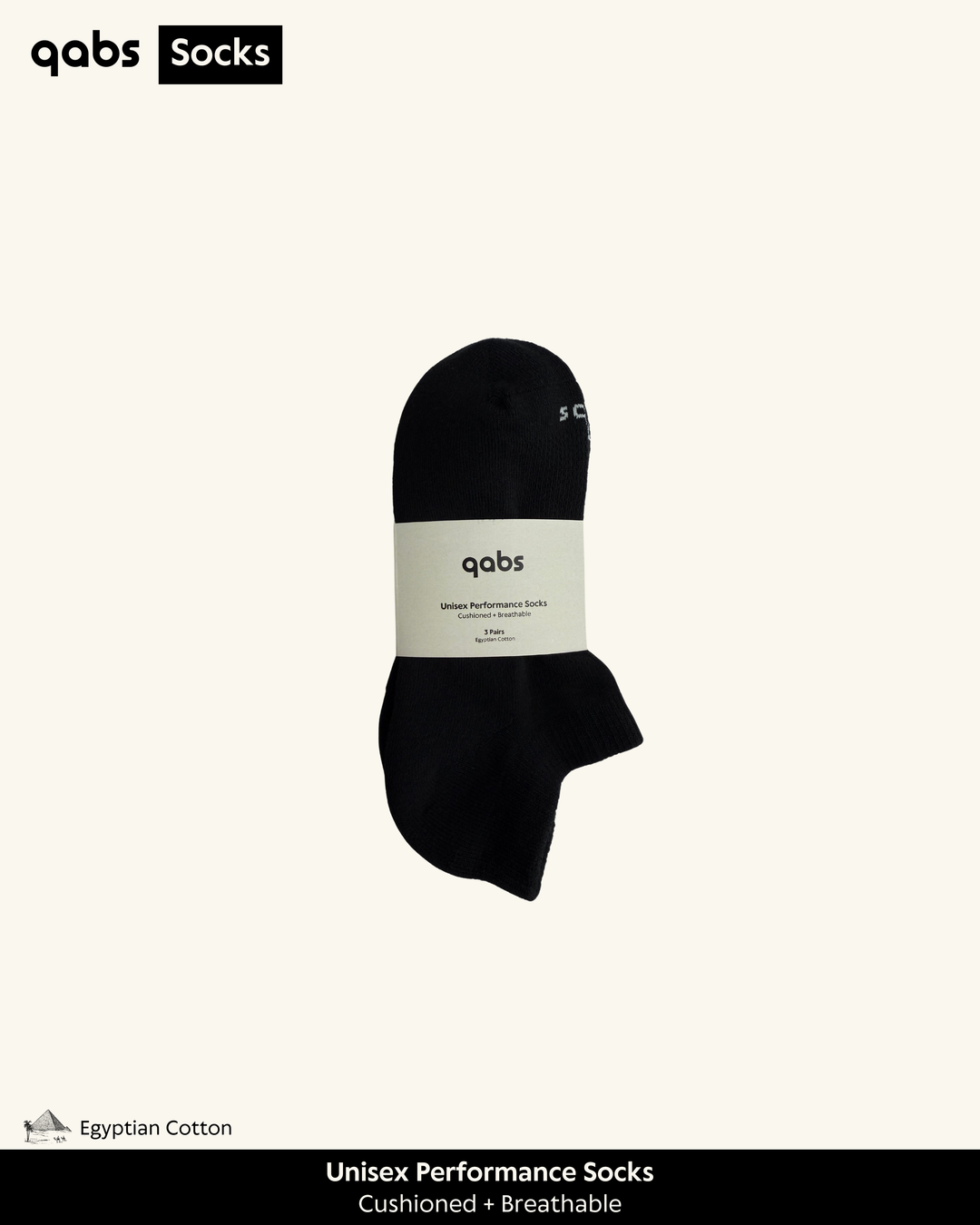 3 Pairs - Unisex Performance Sock (Black)